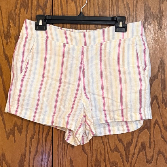 GAP Pants - GAP Linen Blend Striped Shorts Women’s Large Elastic Waist Pull On